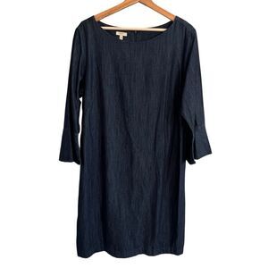 Talbots Womens Chambray Denim Dress Size 16 Minimalist Career Capsule Wardrobe